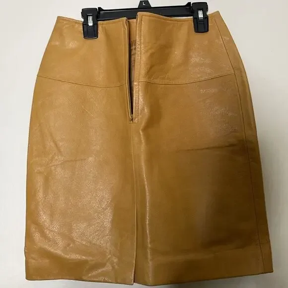NWT Trek New York Honey Genuine Leather Mini Pencil Skirt Size 6